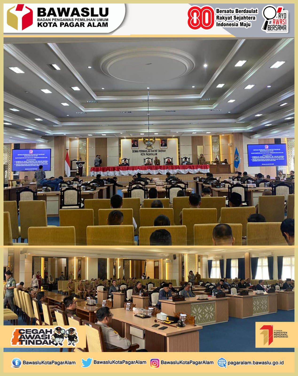 Bawaslu  Kota Pagar Alam Menghadiri rapat paripurna XIV sidang ke-1 (12 Agustus 2025)