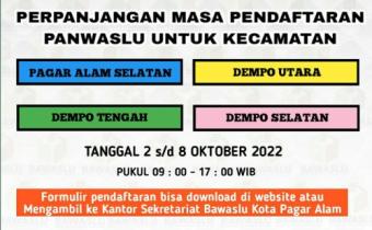 PERPANJANGAN MASA PENDAFTARAN UNTUK 4 KECAMATAN