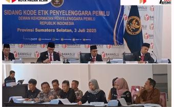 #Hallosahabatbawaslu Ketua dan Anggota Bawaslu Kota Pagar Alam Menghadiri Sidang Pemeriksaan Kode Etik Penyelenggara Pemilu. Dewan Kehormatan Penyelenggara Pemilu (DKPP) di Provinsi Sumatera Selatan pada Kamis 3 Juli 2025.  Ketua dan Anggota Bawaslu Kota Pagar Alam hadir sebagai Pihak TERKAIT dalam sidang pemeriksaan Perkara Dugaan Pelanggaran Kode Etik penyelenggara Pemilu (KEEP), Komisi Pemilihan Umum Kota Pagaralam sebagai Teradu dengan Nomor Perkara : 86-PKE-DKPP/II/2025  Bawaslu RI  Bawaslu Sumsel